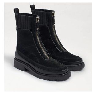 $128 *NEW* (9.5) SAM EDELMAN Black Suede Lug Sole Boot